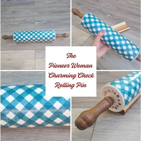 The Pioneer Woman Charming Check Ceramic Rolling Pin collectible discontinued - Picture 1 of 8